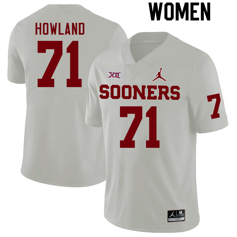 Women #71 Logan Howland Oklahoma Sooners College Football Jerseys Stitched Sale-White